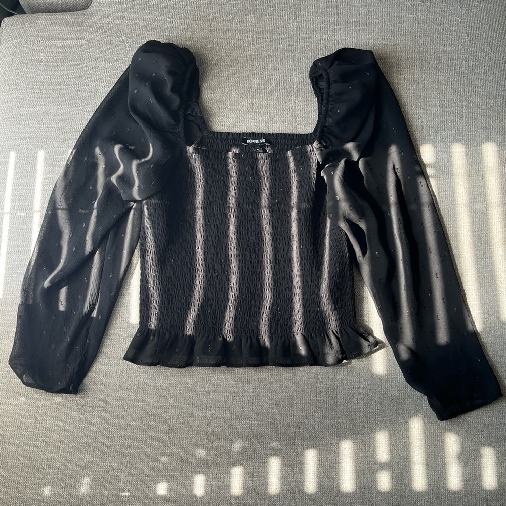 Express Black Sheer Blouse Size Medium